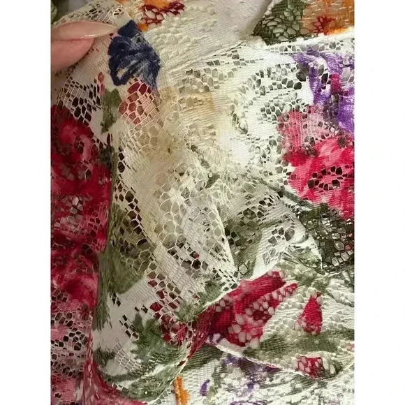 VINTAGE Sandro Collections FL Lace Floral Suit 80s 90s - Picture 4 of 12